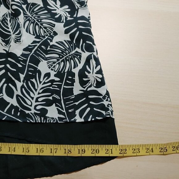 ALFRED SUNG Leaf print round pleated neckline fresh and flowy camisole - Picture 10 of 13
